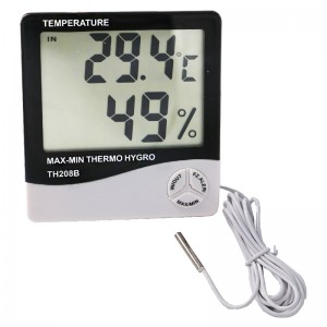 Høj præcision fabrikspris Lydlys Alarm LCD termohygrometer med ekstern sensor