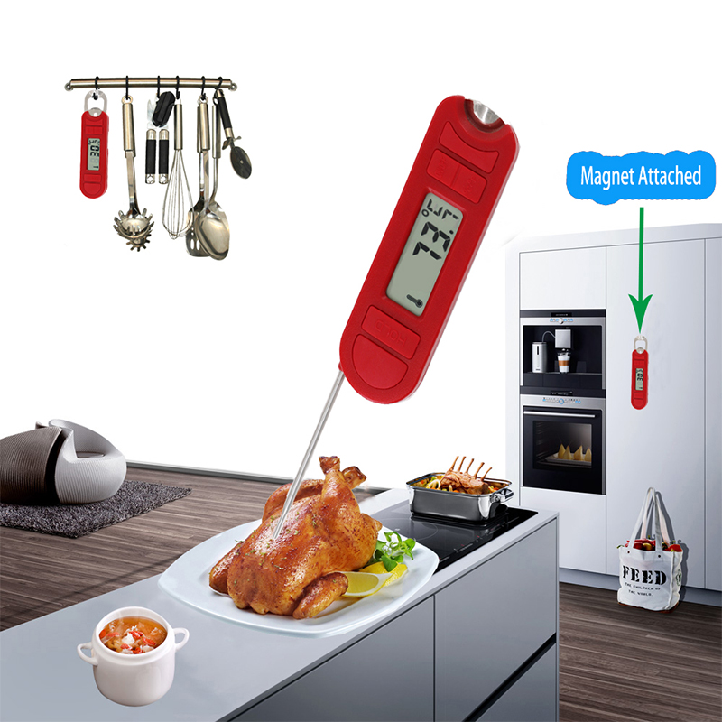 Køkken Husholdbar Sammenfoldelig intern probe Superhurtig mad Digital kødtermometer til grill madlavning grill