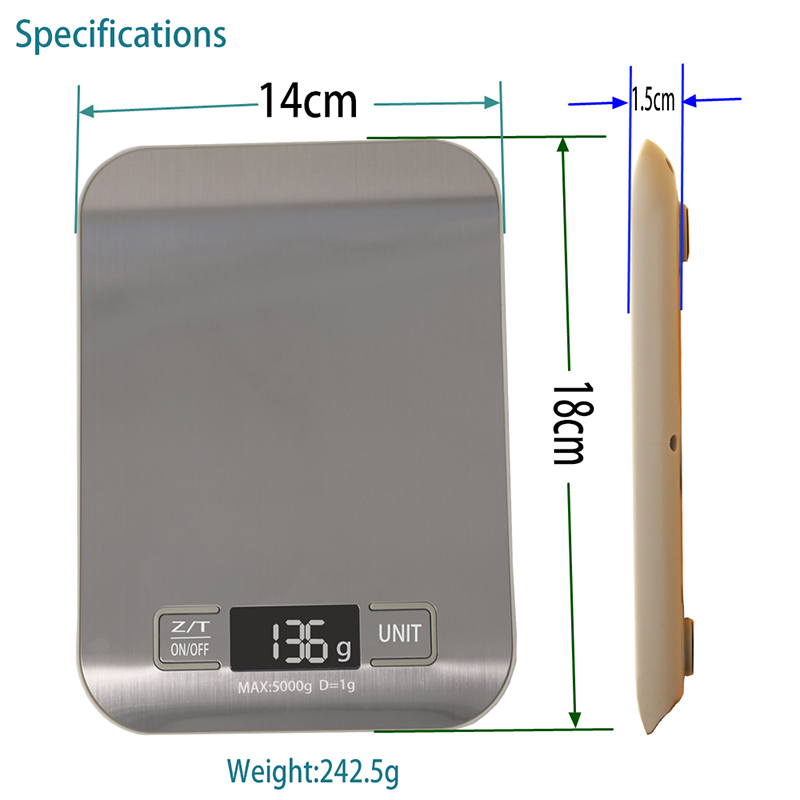 Elektronisk LED Digital køkken skala mad diæt postbalance vægt vejning