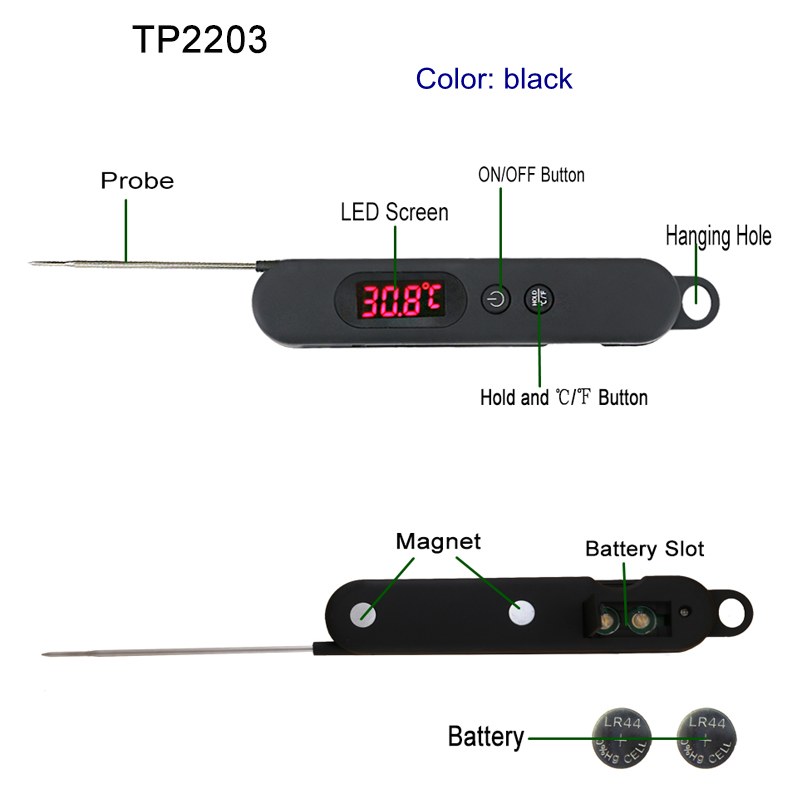 Thermopro TP2203 Digital madlavningstermometer Øjeblikkeligt læse kødtermometer til køkken BBQ Grill ryger