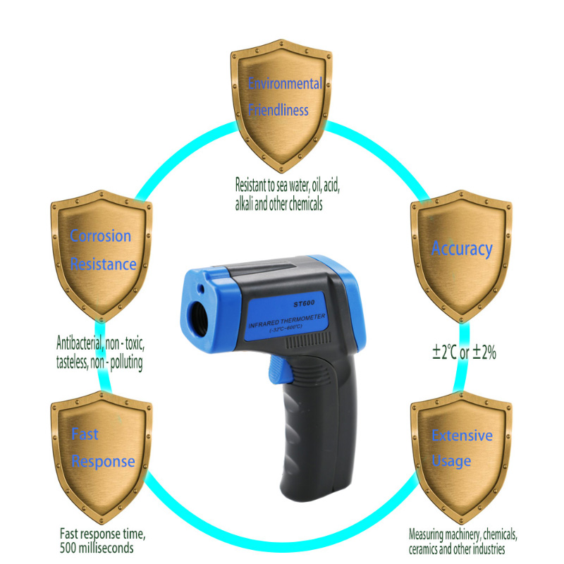 Højkorrekt kalibreringskontakt Digital laser infrarødt termometer pistol håndholdt garanti tid 1 år
